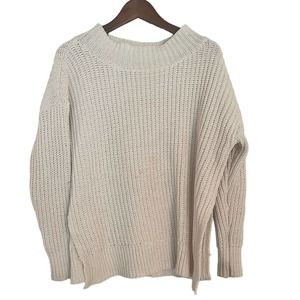 Aerie Chenille Mock Neck Sweater Ivory Soft Oversized Size XS